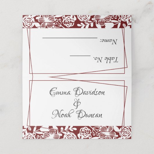 バエレガントルグンディ結婚のテーブル番号座席表 プレイスカード (外部開封)