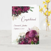 バエレガントルグンディ結婚フローラパーソナライズされたズ カード (黄色い花)