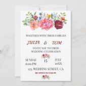 バエレガントルグンディ結婚フローラパーソナライズされたズ 招待状 (正面)