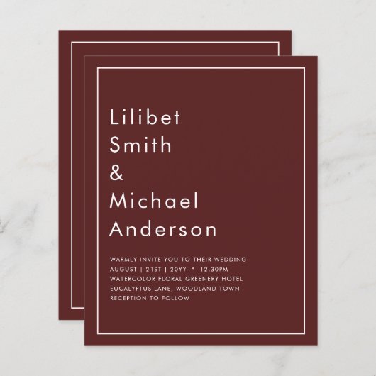 バエレガントルグンディ結婚モノワシンプルークラシック (正面/裏面)