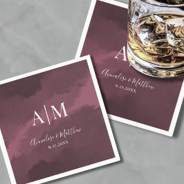 バエレガントルグンディ結婚レッド スタンダードカクテルナプキン