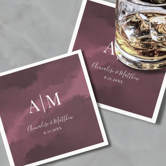 バエレガントルグンディ結婚レッド スタンダードカクテルナプキン