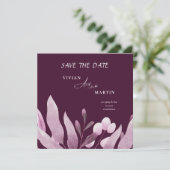 バエレガントルグンディ葉ビック・モノグラム日付を保存 招待状 (スタンド正面)