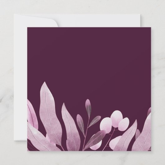 バエレガントルグンディ葉ビック・モノグラム日付を保存 招待状 (裏面)