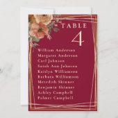 バエレガントルグンディ金ゴールドの結婚テーブル席カード 招待状 (裏面)