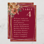 バエレガントルグンディ金ゴールドの結婚テーブル席カード 招待状 (正面/裏面)