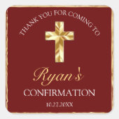 バエレガントルグンディ金ゴールドクロス確認感謝 スクエアシール (正面)