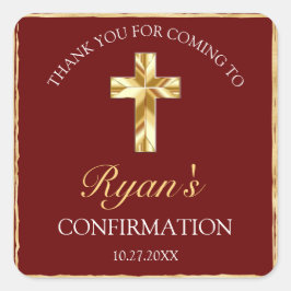 バエレガントルグンディ金ゴールドクロス確認感謝 スクエアシール