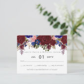 バエレガントルグンディ青フローラ予算結婚RSVP ポストカード (スタンド正面)