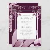 バエレガントルグ葉ンディQRコード結婚写真 招待状 (正面/裏面)