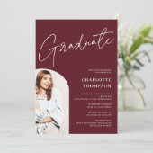 バエレガントルシンプルグンディモダン写真の卒業 招待状 (スタンド正面)