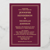 バエレガントルフォーマルグ結婚ンディ金ゴールド 箔招待状 (正面)