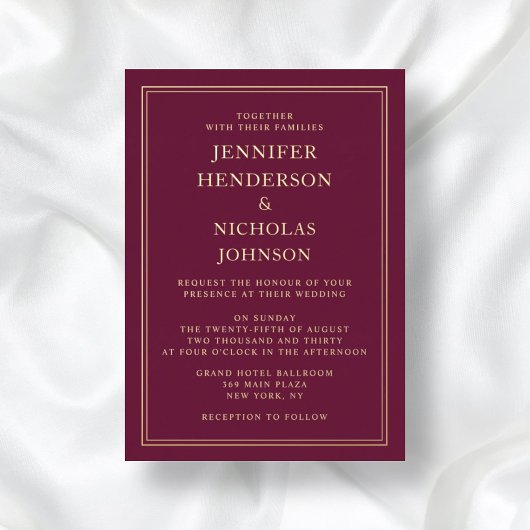 バエレガントルフォーマルグ結婚ンディ金ゴールド 箔招待状