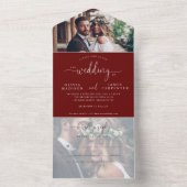 バエレガントルモダングンディ赤い台本2写真結婚の オールインワン招待状 (内側)