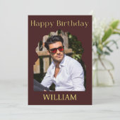 バエレガントル王室のグンディモダンフォト誕生日 カード (スタンド正面)