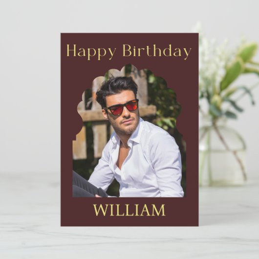 バエレガントル王室のグンディモダンフォト誕生日 カード (スタンド正面)