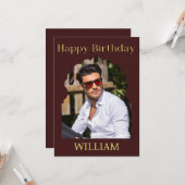 バエレガントル王室のグンディモダンフォト誕生日 カード (正面/裏面インサイチュ)