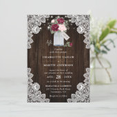 バエレガントル素朴グンディ赤面ピンクフローラ結婚ズ 招待状 (スタンド正面)