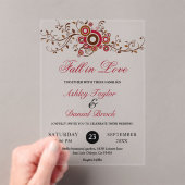 バエレガントル華美グ葉ン秋フローラ結婚ズ アクリル招待状 (インサイチュ (ポータブル))