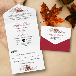 バエレガントル華美グ葉ン秋フローラ結婚ズ オールインワン招待状