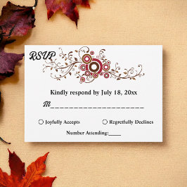 バエレガントル華美グ葉ン秋フローラ結婚ズ 出欠カード