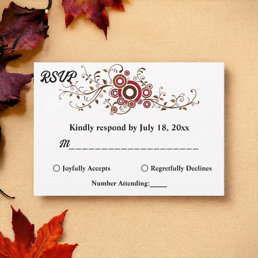 バエレガントル華美グ葉ン秋フローラ結婚ズ 出欠カード