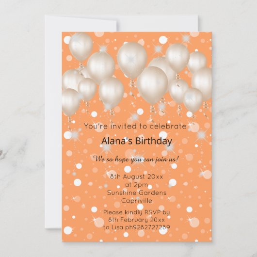 バエレガントロモダンーン誕生日 招待状 (正面)