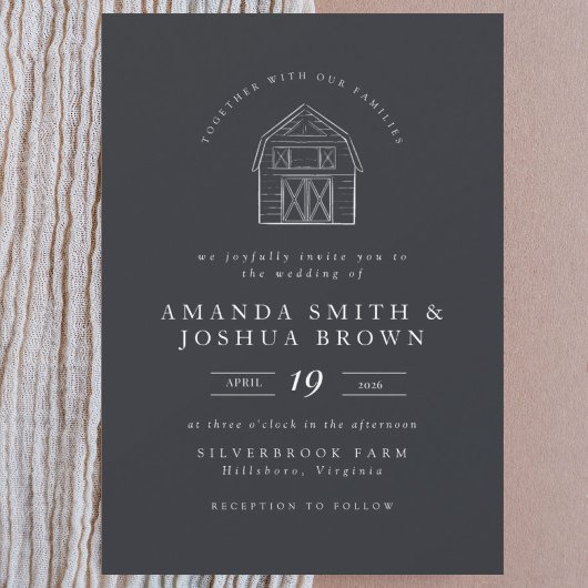 バエレガントンイラストレーションファームハウス結婚ズ 招待状