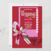 バエレガントンタイン赤いハートボウロマン結婚ツ 招待状 (正面)