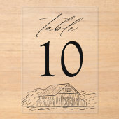 バエレガントン素朴アクリル結婚製のテーブル番号 アクリル招待状 (正面)