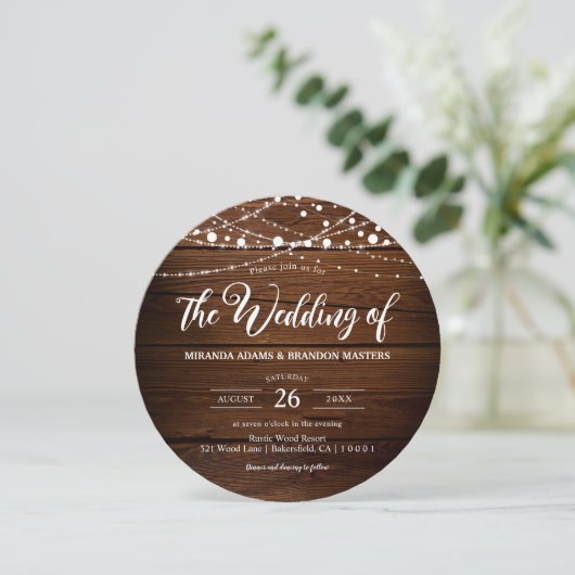 バエレガントン素朴ウッドストリングラ結婚イト 招待状 (スタンド正面)