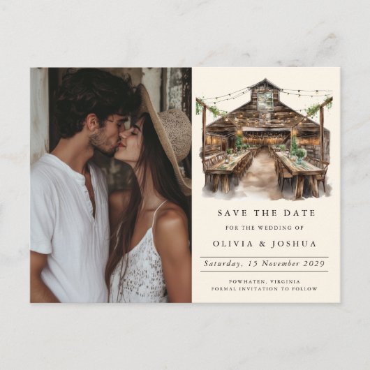 バエレガントン素朴フォト日付の保存 案内ポストカード (正面)