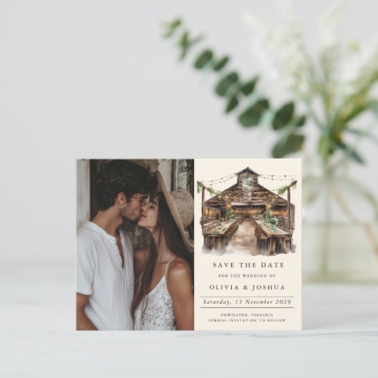 バエレガントン素朴フォト日付の保存 案内ポストカード (スタンド正面)