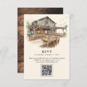 バエレガントンQRコードRSVPカード 出欠カード (正面/裏面)