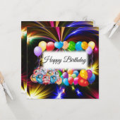 バエレガントーカラフルン、花火、誕生日 カード (正面/裏面インサイチュ)