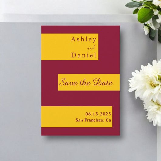 バエレガントーミニマルグンディと金ゴールドモダン結婚ズ セーブザデート