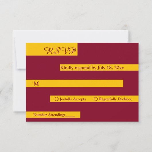 バエレガントーミニマルグンディと金ゴールドモダン結婚ズ 出欠カード (正面)