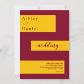 バエレガントーミニマルグンディと金ゴールドモダン結婚ズ 招待状 (正面)