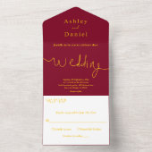 バエレガントーモダングンディと金ゴールドミニマル結婚ズ オールインワン招待状 (内側)