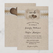 バエレガントー素朴ラップとレース結婚の 招待状 (正面/裏面)