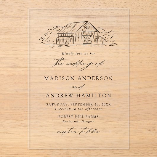 バエレガント素朴ン結婚ズ アクリル招待状 (正面)