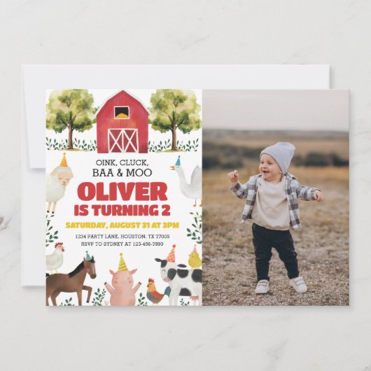 バオインクモーファーム2ndバースデーフォト招待状 招待状 (正面)