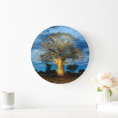 バオバブ(アダンソニア)の木が月に照らされる ラージ壁時計 (ホーム)