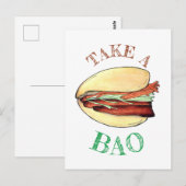 「バオ」豚の腹肉バンズのお祝い おめでとう ポストカード (正面/裏面)