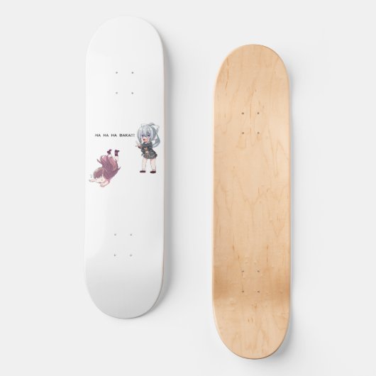 バカアニメチビ（小さくかわいく書いた感じ）スケートボードデッキ スケートボード (正面)