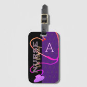バカイナースモノグラムパタカラフルーンパープルブラック ラゲッジタグ (正面縦)