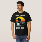 バカカナダオオカミ鳥 | おかしいレトロなカンナダ鳥 Tシャツ (正面フル)
