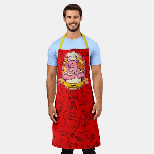 バカスタマイズおもしろいーベキューシェフホッググリル エプロン (着用した状態)