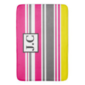 バカスタマイズスマット – ビーチハットストライプホットピンク バスマット (正面縦)