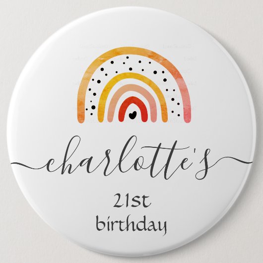 バカスタマイズッジ – レインボーブラッドオレンジ 缶バッジ (正面)